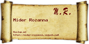 Mider Rozanna névjegykártya